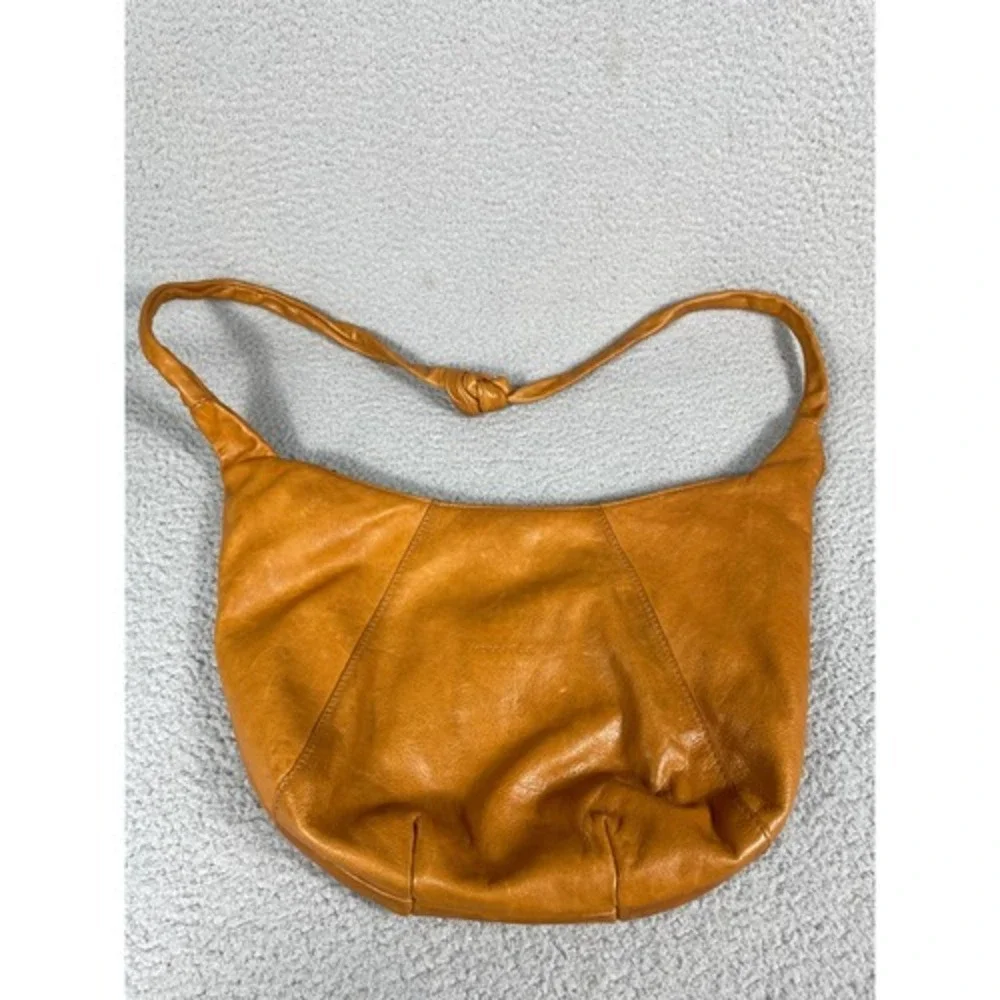 Vera Pelle Made In Italy Brown Knotted Strap Hobo Purse